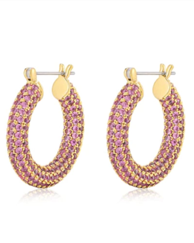 Front of a size O/S Baby Baby Amalfi Hoops in Pink-Gold in Pink-Gold by LUV AJ. | dia_product_style_image_id:330367